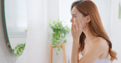 Asian woman concerned about reducing wrinkles
